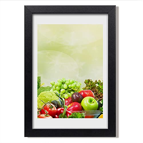 Cadre Photo Affiche 20x30 cm Peinture Légumes Fruits Bois MDF