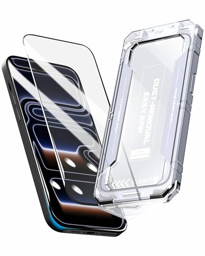 Image of Affix 2 Pack for iPhone 17 Pro Full Coverage Tempered Glass, Screen Protector Guard with Easy Fix Installation Tool, 9H Hardness Shatterproof, HD Clear Scratch Resistant