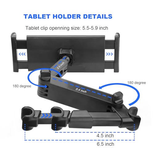 Suporte de tablet para encosto de cabeça de carro, suporte de iPad para banco traseiro de carro ajus
