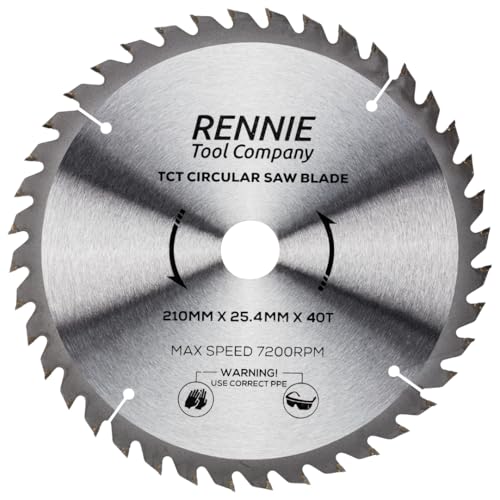 Rennie Tools - 210mm x 40T x 25.4mm Bore TCT Circular Wood Saw Blade Fits Evolution Saws & Evolution Rage Saws. 210mm Saw Blade 25.4mm Bore With 40 Teeth
