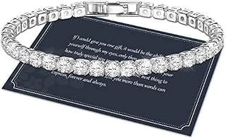 J.Fée 4MM Women Bracelet,Sterling Silver Tennis Bracelet for Women S925 Adjustable Bracelet Zircon Bracelet with Gift Box,Friend Bracelet,Silver,Gold,Rose Gold,17-19 CM,Gift for Mom