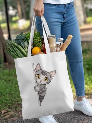 Canvas Tote Bag, Cute Cartoon Pet Cat Aesthetic Canvas Tote Handbags for Women Shoulder Bag,4
