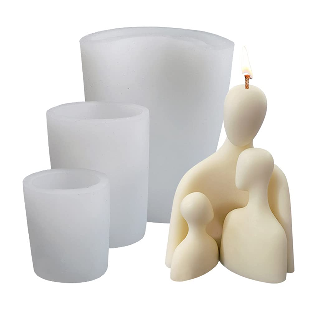 Portrait - Candela in resina epossidica Hug Family per aromaterapia, in silicone, a forma di candela