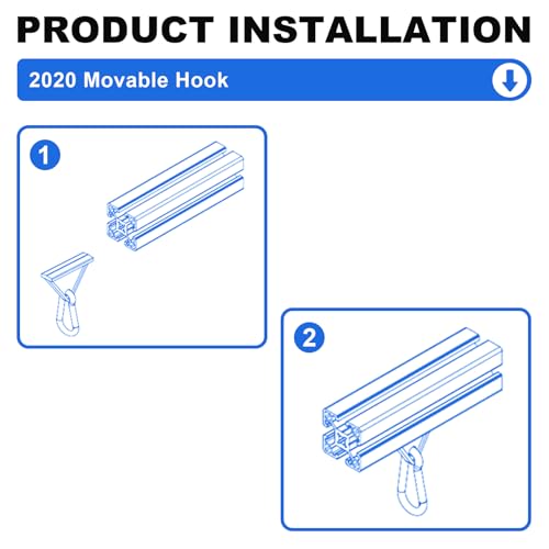 Image of 12 Pack 2020 Extrusion Sliding Hook for 20 Series T-Slot V-Slot Aluminum Extrusion Hardware Accessories Silver