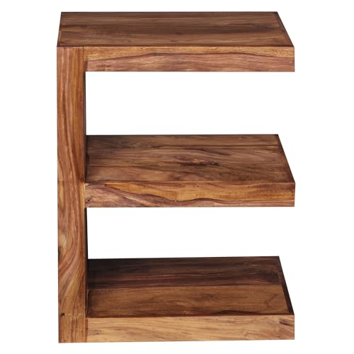 Wohnling Beistelltisch Mumbai Massivholz Sheesham E Cube 60cm hoch Wohnzimmer-Tisch Design braun Landhaus-Stil Couchtisch