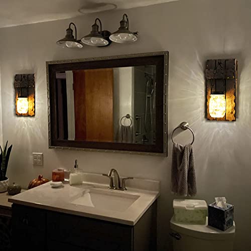 Farmhouse Wall Sconces Decor, Rustic Wall Decor, Wall Candle Holder Hanging Decor With Lights, Wall Decorations For Living Room, Bathroom,Wall Sconces Set Of Two (Brown) #TOP2