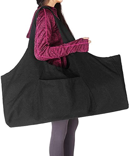 Yoga Mat Bag Large, Yoga Mat Tote Sling Carrier Bag Portable Cotton Canvas Tote Bag Yoga Bag Yoga Mat With Carrier Strap 2 Extra Pocket Fit For 2 Yoga
