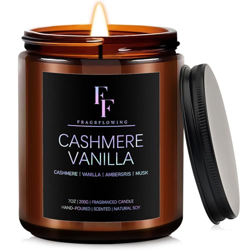 Cashmere Vanilla Scented Candle for Home Soy Wax Candle, Aromatherapy Candle Gift for Women Men, 7oz