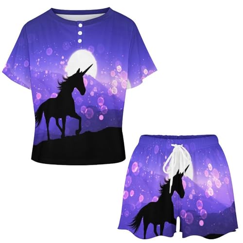 Ensemble pyjama licorne violette femme finitions soignees nuit