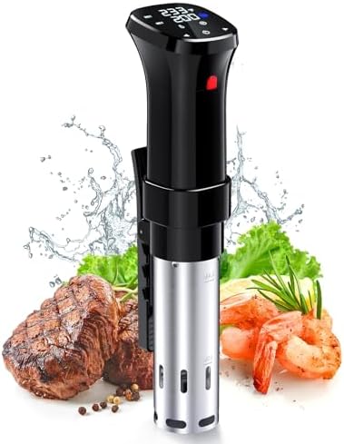 低温調理器 1100Wハイパワー 低温調理器具 24時間 予約機能 真空調理器 スロークッカー レシピ付き IPX7防水 タッチパネル クリップ式 低温調理機 低音調理器 タイマー 温度設定 五重安心保護 日本語取扱説明書