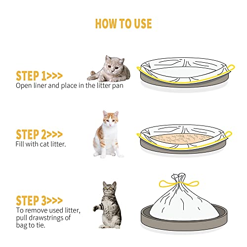 KONE Forros de caixa de areia para gatos, 26 unidades, extra durável, grande, com cordão, para gatos