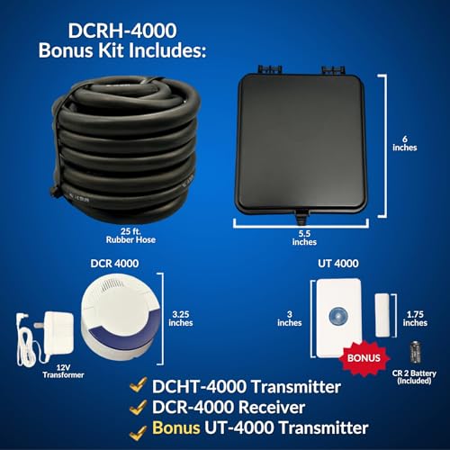 Image of Dakota Alert DCRH-4000 Wireless Rubber Hose Driveway Alarm System Bonus Kit - Vehicle Detection Sensor with Receiver - 1-Mile Long Range - Bonus UT-4000 Universal Transmitter Included