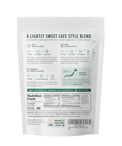 Jade Leaf Matcha Organic Premium Ceremonial Grade Matcha Green Tea Powder - Japanese - Culinary, Ingredient, Ceremonial Barista Teahouse, Latte, Collagen, 5.3 Ounce (Pack of 1), Matcha Latte