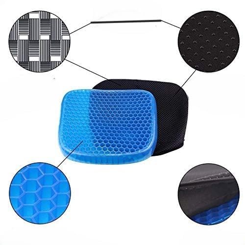 Image of Gel Seat Cushion, Double Layer Cushion with Non-Slip Cover, Cool Egg Chair Sea for Pressure Relief, Breathable Honeycomb for Office Wheelchair Car Seat (Rectangular)