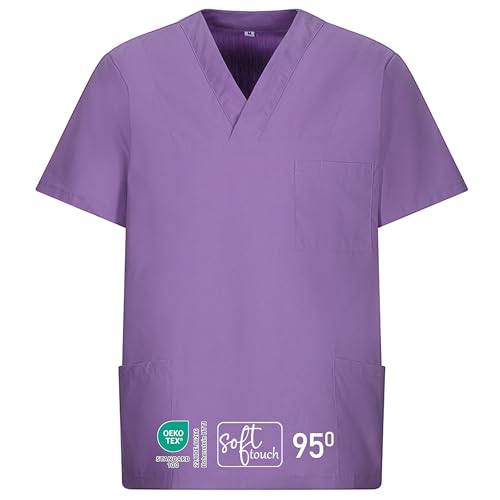 EXNER Medizinischer Schlupf-Kasack, OP-Kasack, Unisex, für Krankenpflege, Altenpflege, Farbe Purple, Größe 7XL