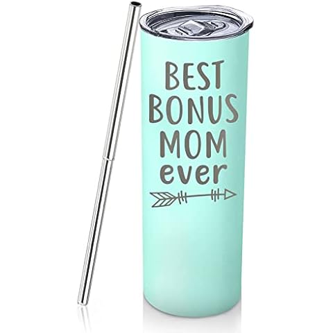 Mothers Day Gifts for Mother In Law Best Bonus Mom Gifts From Daughter Son in Law 20oz Green Travel Cup Gift Set for Stepmom Christmas Birthday Presents for Stepmother Tumbler with Lid Straw Keychain Cover