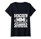 Womens Ice Hockey Mimi Grandma Funny Mimi Of A Hockey Player V-Neck T-Shirt