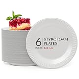 125 Pack Styrofoam Plates, Foam Plates, Disposable Plates for Party, Dessert Plates Disposable, Appe