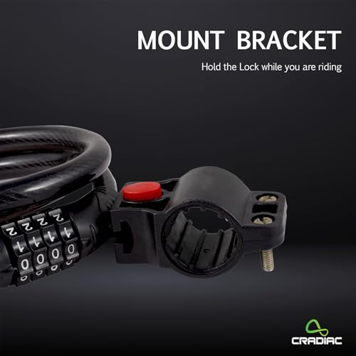 Image of CRADIAC - Cycle Lock | Helmet Locks | Cycle Locks for Bicycle | Helmet Locks for Mens Bike | Keyless Numeric Bike Cable Lock | Multi-Purpose for Bikes, Cycles, Helmets, Scooters, Gates