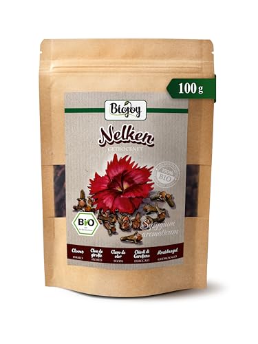 Biojoy Clavos de olor Ecológicos (100 g), secados y enteros, apto para té y cocinando (Syzygium aromaticum)
