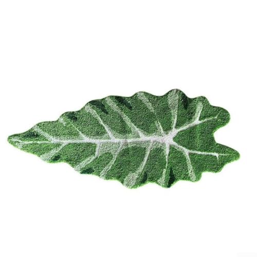 Image of Springwillfly Green Monstera Leaf Bath Mat Absorbent Non-Slip Tropical Bathroom Rug Washable Microfiber 19.6x39.4 Inches