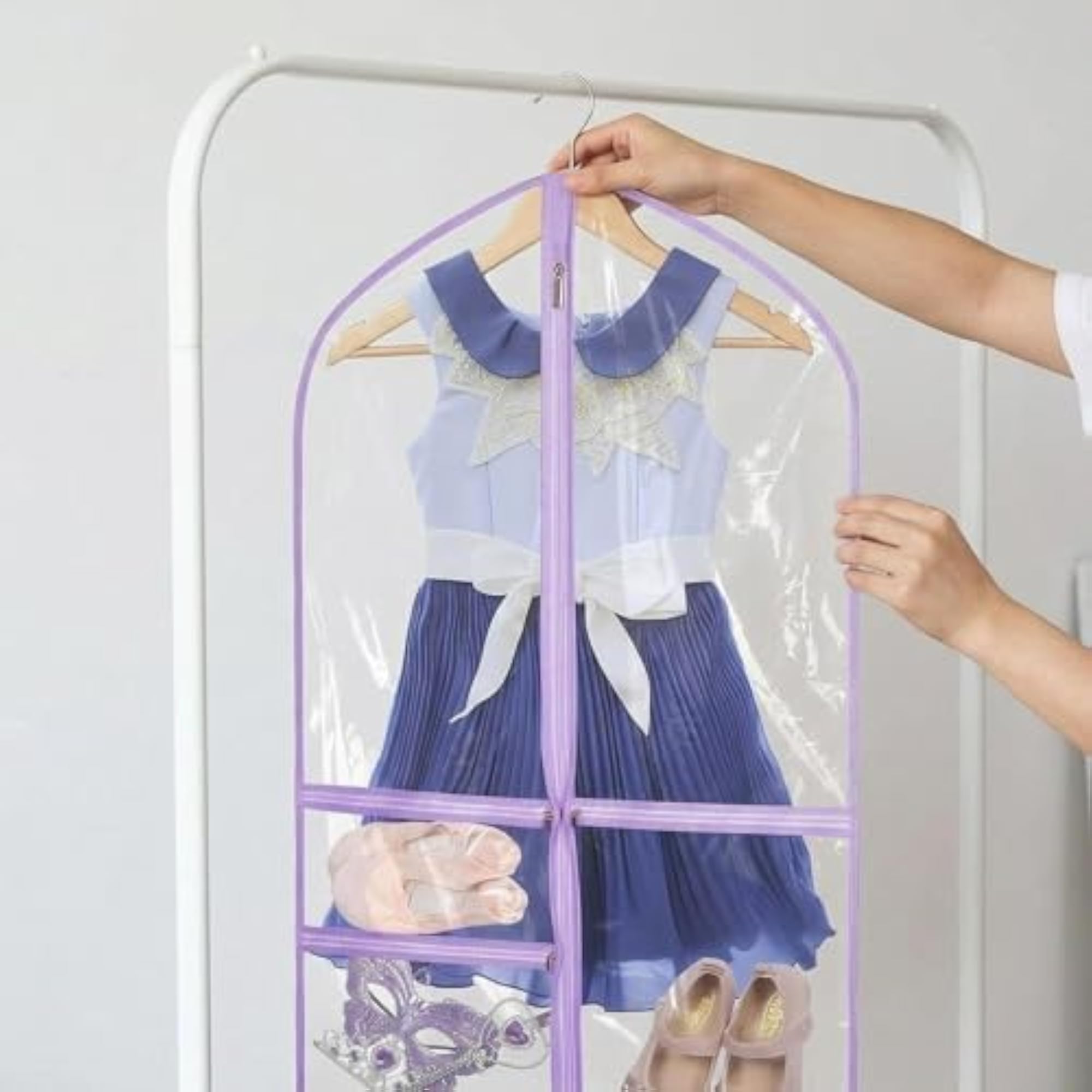 Kids Cheer Uniform Hanging Garment Bag, Clear Violet
