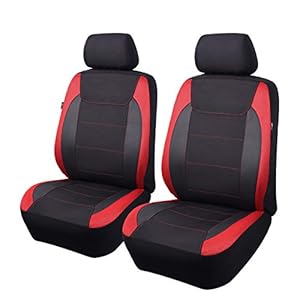 Flying Banner Gabardine Mesh Front Car Seat Covers Airbag Compatible Protector Universal for Most Car Truck Vans SUVs (Black and Red)