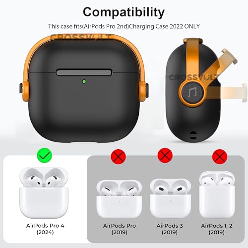 Image of Anti-Lost Lid Design Case Cover and Full Protection Compatible with Airpods 4 and AirPods 4 with Active Noise Cancellation(ANC) 2024 with Carabiner Yellow and Black