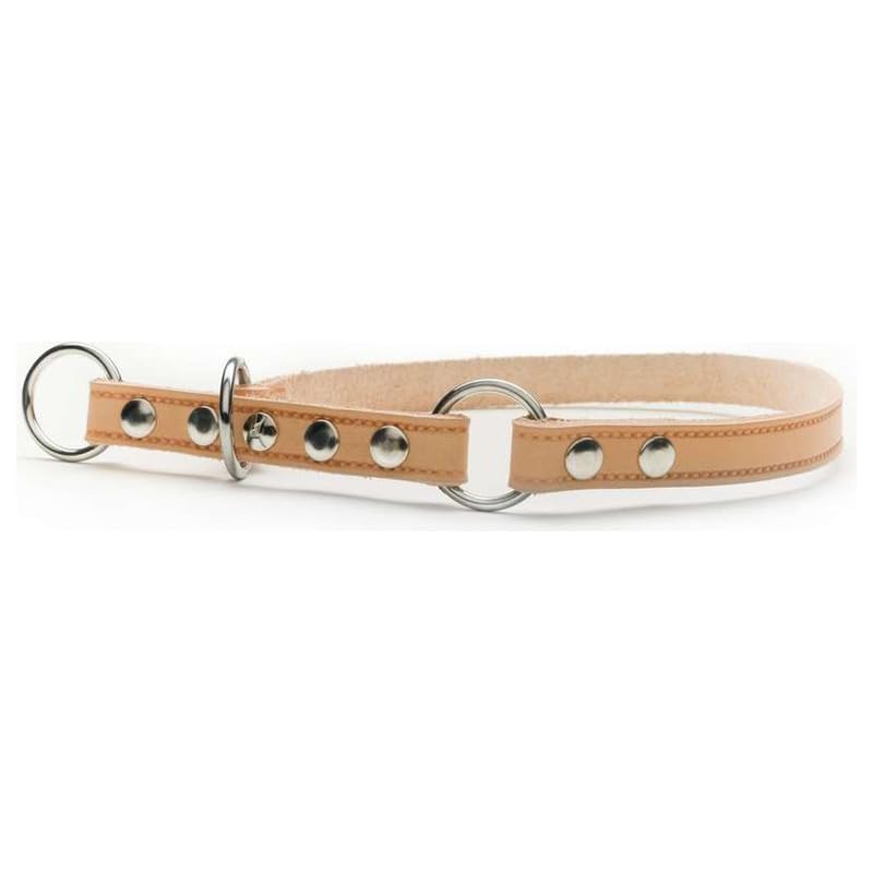 Das Lederband Zughalsband mit Stop Weinheim Natural 35 cm Breite: 12 mm