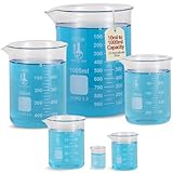 Karter Scientific, 3.3 Boro, Griffin Low Form, Glass Beaker Set - 6 Sizes - 10ml, 50ml, 100ml, 250ml, 500ml, 1000ml