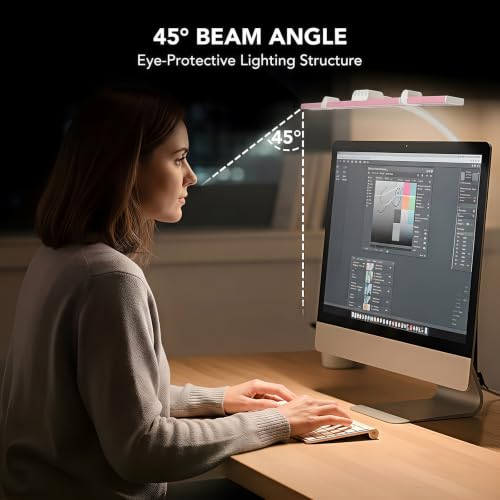 Image of LED Desk Lamp for Home Office with Base, 28.2 inch Adjustable Gooseneck Swing Arm Bright Desk Light, Dimmable Architect Table Lamp for Desktop Computer Light, Reading, Study, Workbench(Pink)