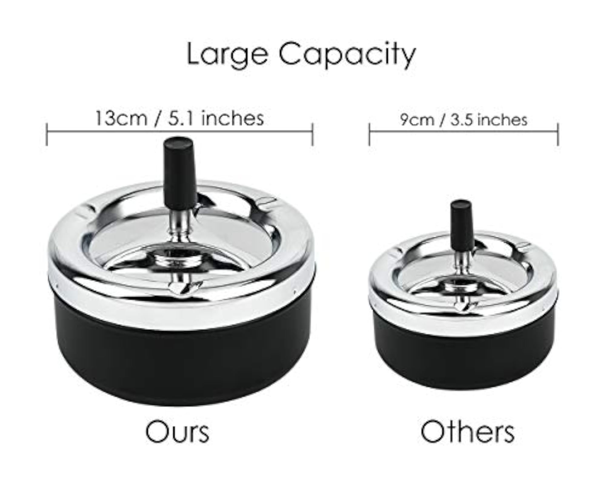 Large Round Push Down Spinning Metal Ashtray