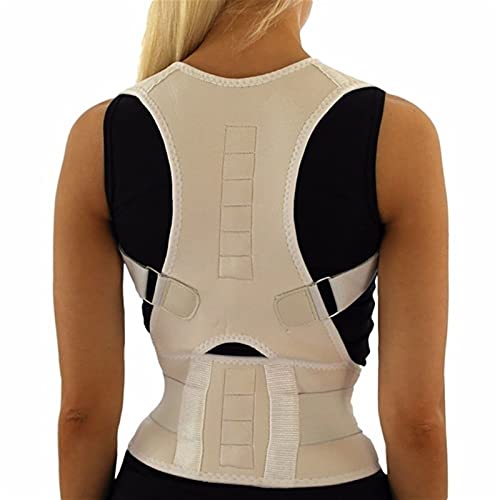 ZWQASP QJSMGZS Magnetic Posture Corrector for Women Men Orthopedic Corset Back Support Belt Pain Back Brace Support Belt Magnets Therapy (Color : White, Size : Large)