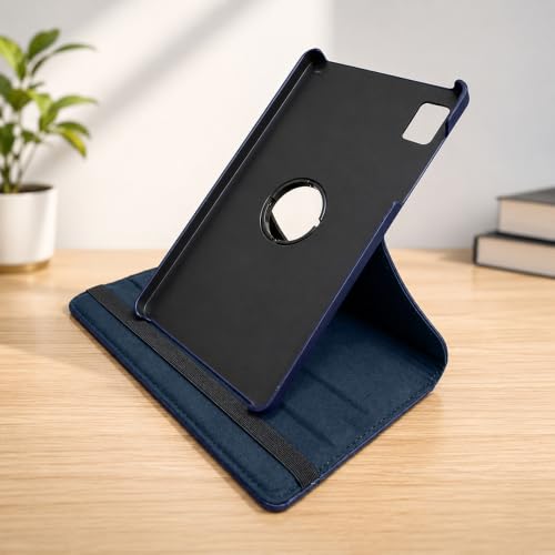 Image of Flip Cover for Realme Pad Mini (8.7 inch) | 360 Rotating Back Cover | Leather Finish | Pencil Holder not Included | Multi-Angle Stand Cover for Realme Pad Mini (8.7 inch) - Blue