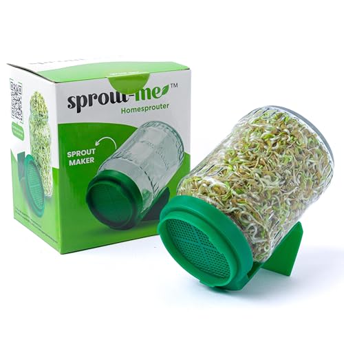 Image of Sprouts Maker Jar 720ml Original Patented Glass Bean & Grain Sprouter | 132 Ventilation Holes, Built-in Drainage Stand, BPA-Free Lid