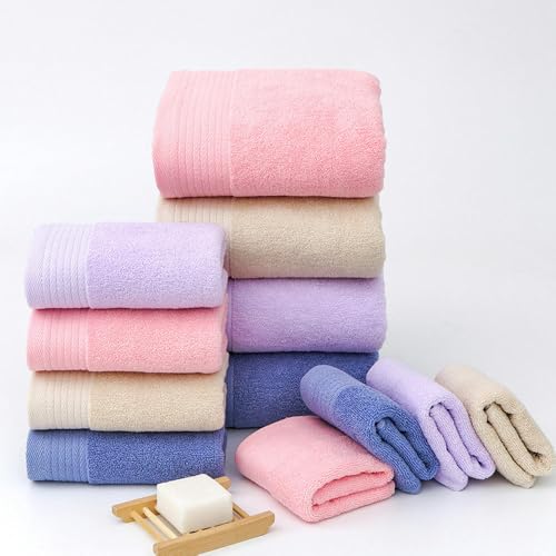 Serviette de bain pur coton torsadé violet de qualité supérieure