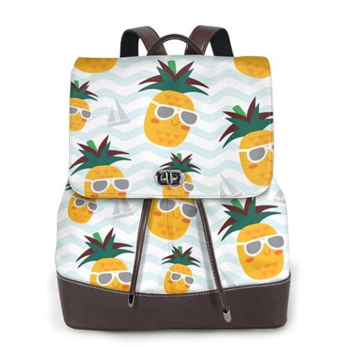 Sac à dos en cuir imprimé ananas chic et élégant pour femme