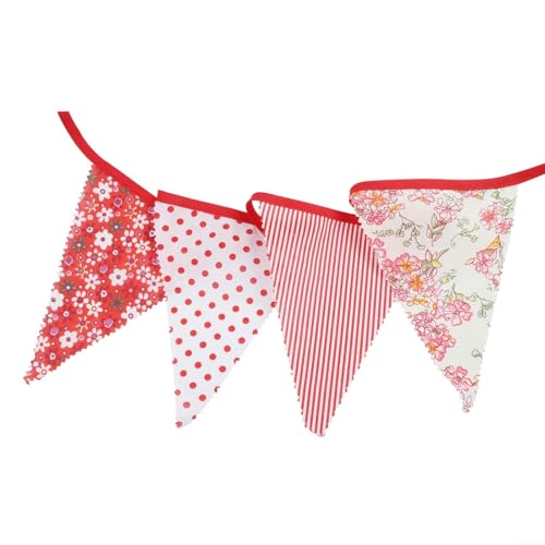 Banderines de algodón de 10 metros con 36 banderines triangulares para bodas y celebraciones (rojo)