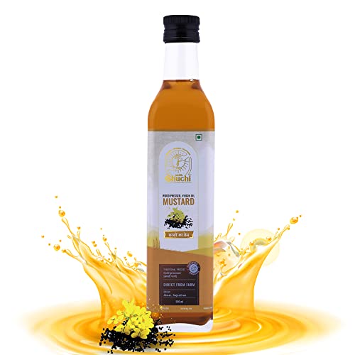 Image of SHUCHI WOOD PRESSED MUSTARD OIL - 500 ML I ORGANIC COLD PRESSED MUSTARD OIL WITH NO PRESERVATIVES I VIRGIN & NATURAL HEALTHY COOKING OIL EXTRACTED USING LAKDI GHANI /KACCHI GHANI /CHEKKU METHOD.