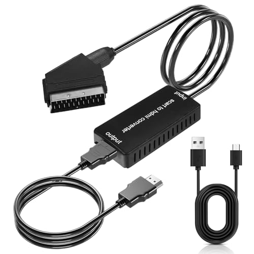 YUWJOOWEE YUEIODDKL Scart auf HDMI Adapter, 1080P Scart to HDMI Konverter, Scar t zu HDMI Kabel Converter Ausgang für TV STB VHS Xbox PS3 Sky Blu-ray DVD usw