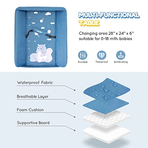 Baby Changing Table, Portable Folding Diaper Changing Station With Wheels, Adjustable Height Mobile Nursery Organizer, Large Storage Racks For Newborn Baby &Infant #TOP3