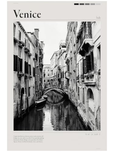 Photo de voyage Venise Italie affiche A2 noir et blanc esthétique