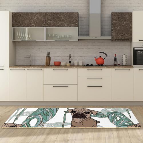 Tapete de cocina de 2 piezas lavable con estampado de carlino 3