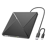 DVD Player for Laptop, External CD Drive for Mac, USB 3.0 USB C Portable CD Burner External Disk Drive, DVD Reader Writer ROM Drive Compatible with Laptop Desktop Mac,Windows 11/10/8/7 Linux