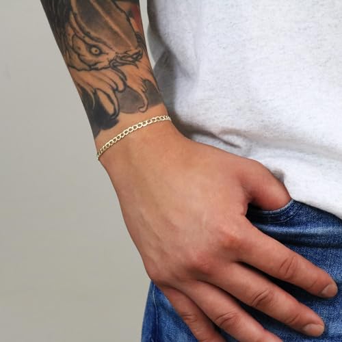 Nuragold 14k Real Yellow Gold Cuban Curb Link 3.5mm Chain Bracelet (7"-9") Italian Jewelry for Men & Women4