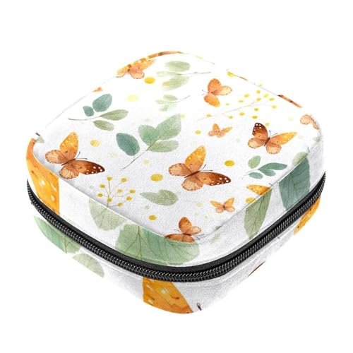 Borsa mestruale,Sacchetto di immagazzinaggio del tovagliolo sanitario,Farfalle dell'acquerello lascia l'autunno,Borsa tampone per borsa