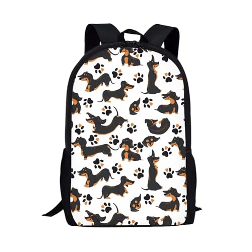 Dolyues Dachshund Rucksack Casual Backpack Lightweight Travel Daypack Women Children School Bag 17 inches Cute Book Bag for Little Kids Gift