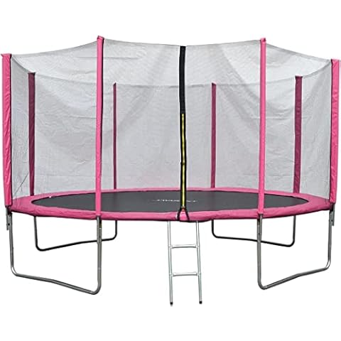 EVRE 10ft Pink Trampoline with Safety Enclosure Cover