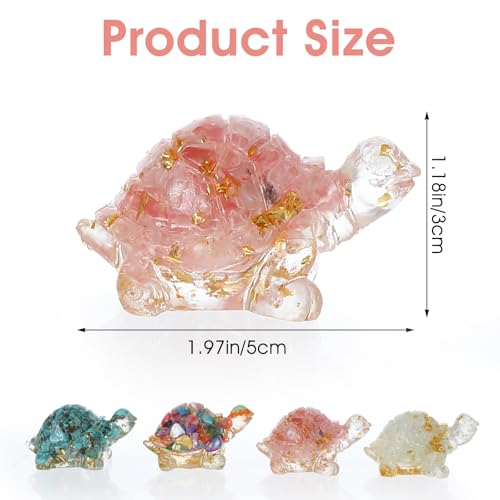 Set 4 Figuras Tortuga Cristal Decorativas Mini miniatura 2