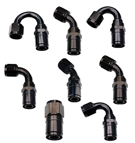 Image of Fragola Fitting, Hose End, Crimp-On, 120 Degree, 10 an Hose Crimp to 10 an Female, Aluminum, Black Anodize, Each